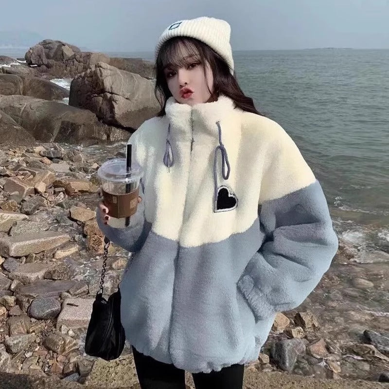 2025 New Thickened Lamb Wool Coat for Girls, Cute and Warm Jacket for Middle and High School Students