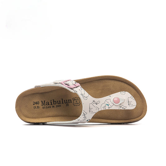 Cork Slippers Men and Women Couples Beach Home Outdoor Flip-flops Boken Shoes Summer
