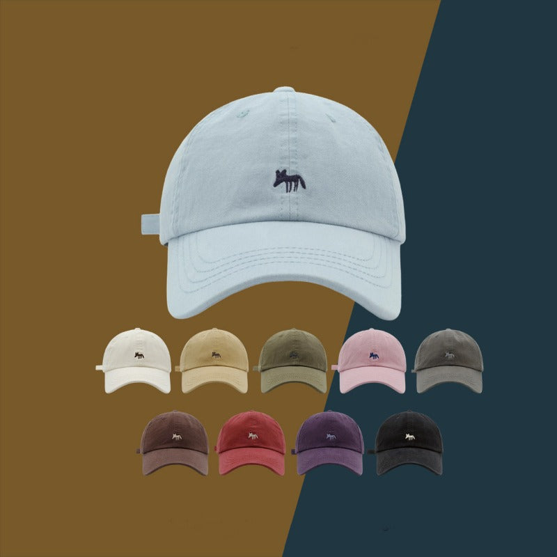 Korean version of the new little fox embroidered baseball cap casual and versatile fashion face small sunshade sun protection couple cap