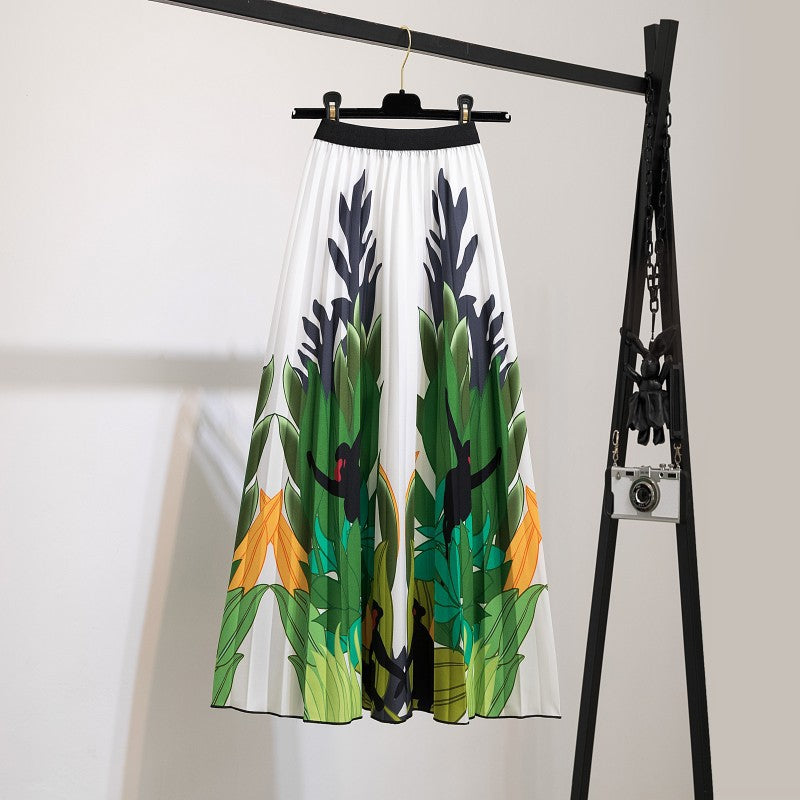 New skirt women's clothing Europe and the United States ebay Amazon cross-border explosion skirt printing cartoon pleated skirt wholesale