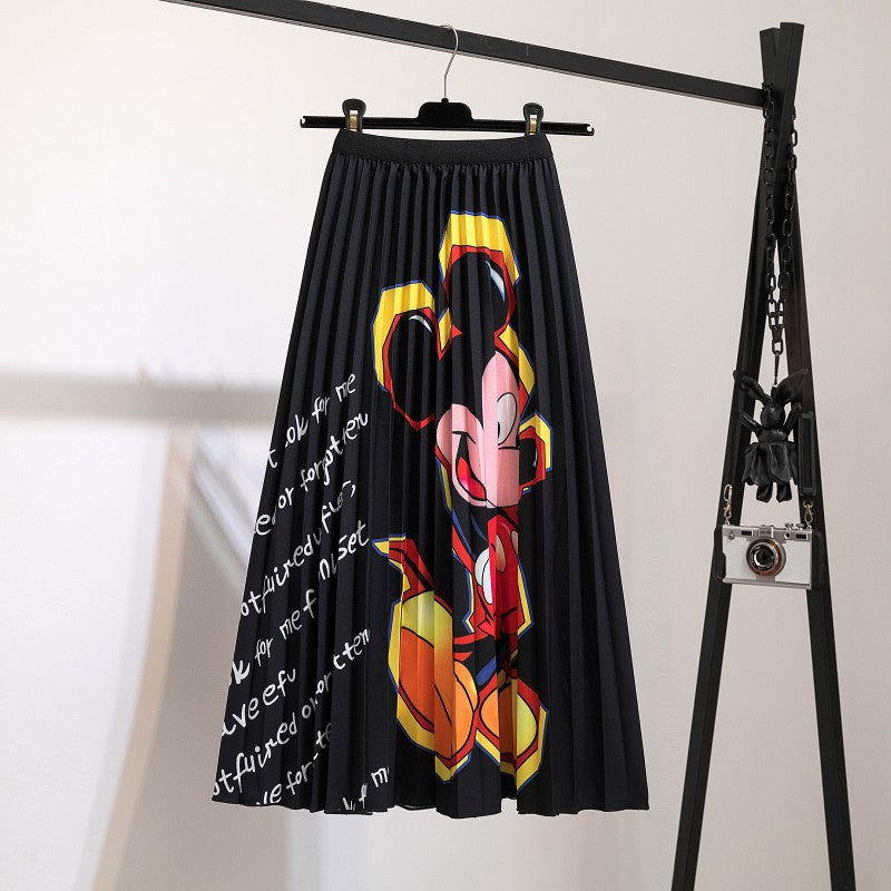 New skirt women's clothing Europe and the United States ebay Amazon cross-border explosion skirt printing cartoon pleated skirt wholesale
