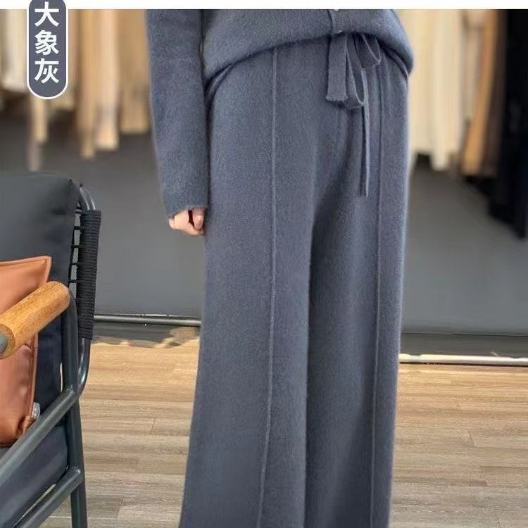 Knitted wide-leg pants