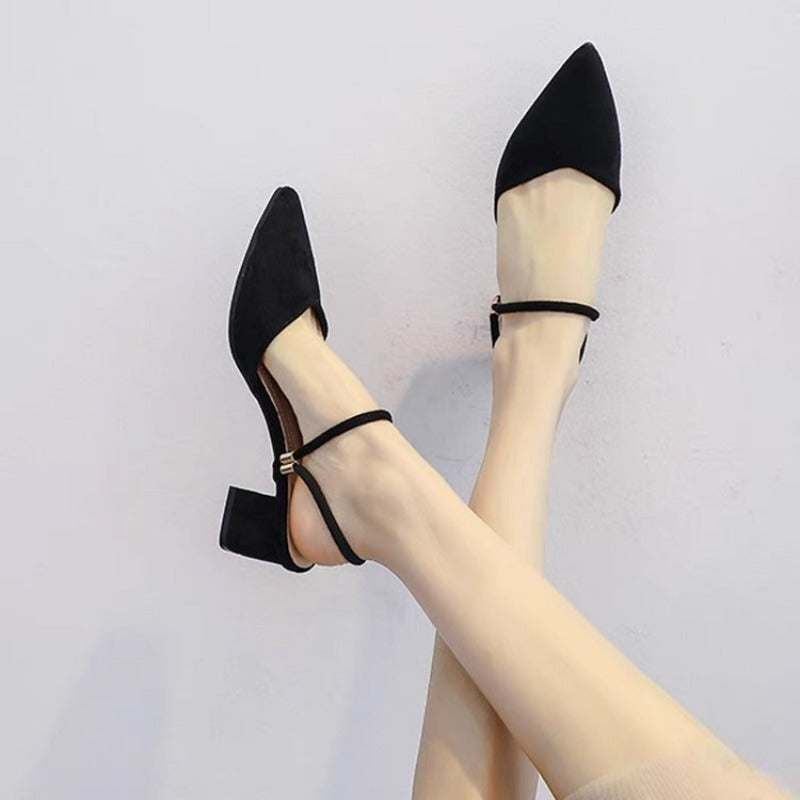 Baotou sandals women 2025 new summer medium heels thick heels fairy style fashion low heels with skirt cool slippers women