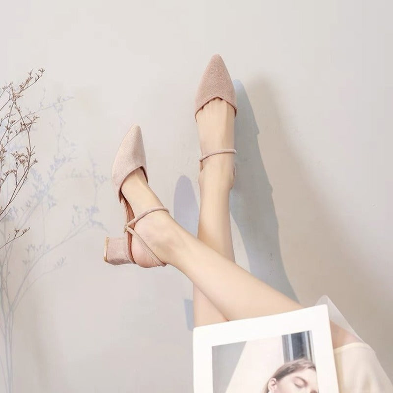 Baotou sandals women 2025 new summer medium heels thick heels fairy style fashion low heels with skirt cool slippers women