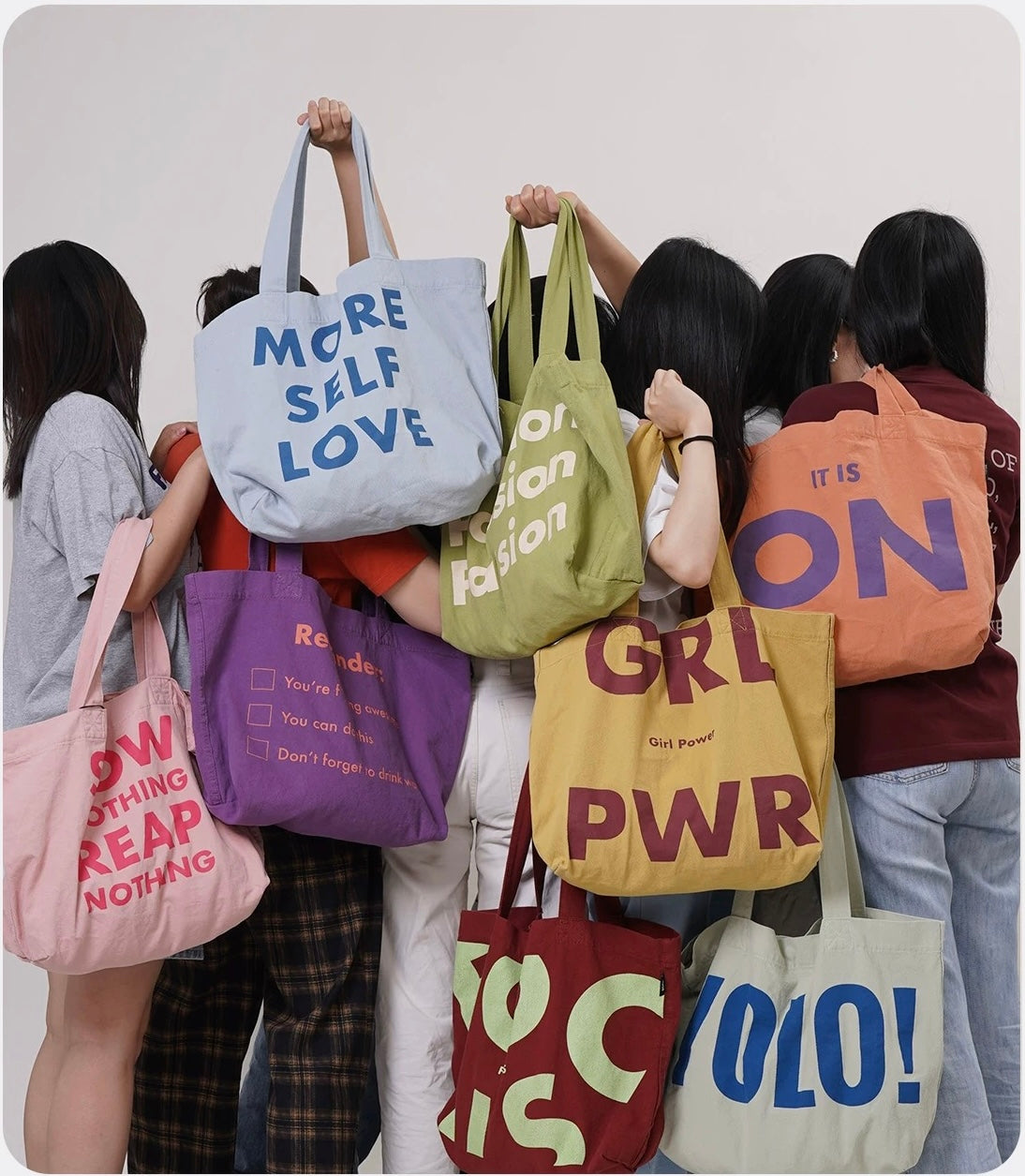 Washed cotton canvas bag Fashion versatile quotation Large capacity shoulder portable messenger bag Tote bag