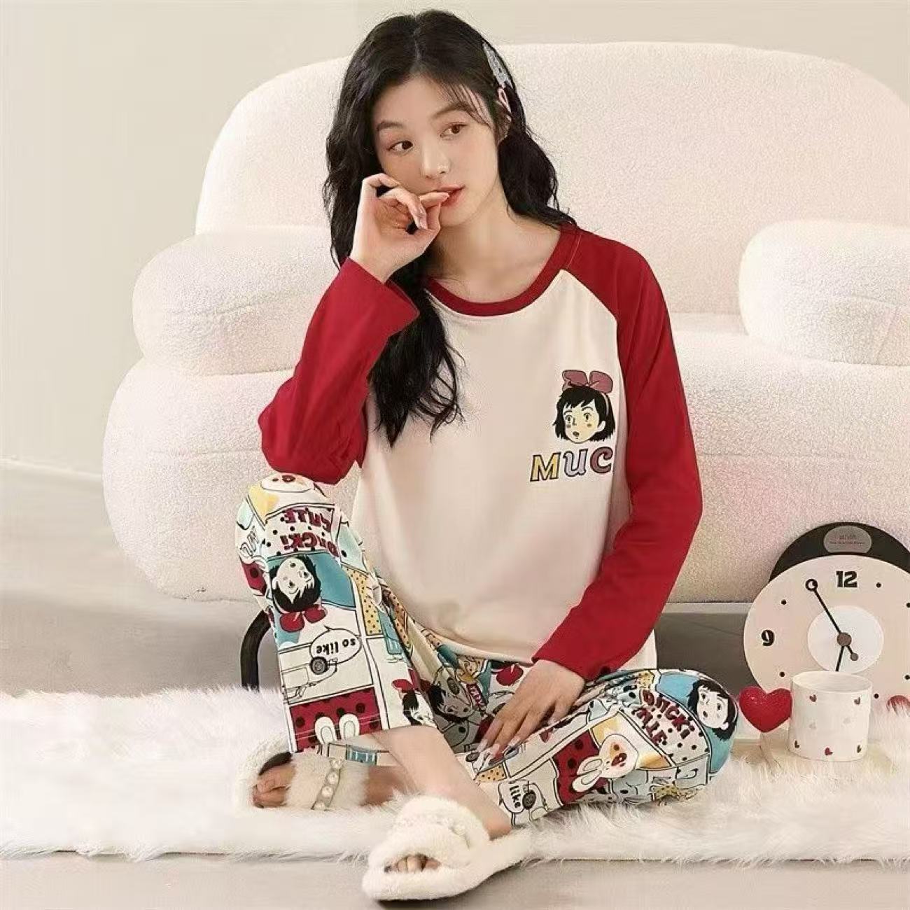 Long-sleeved thin pajamas set