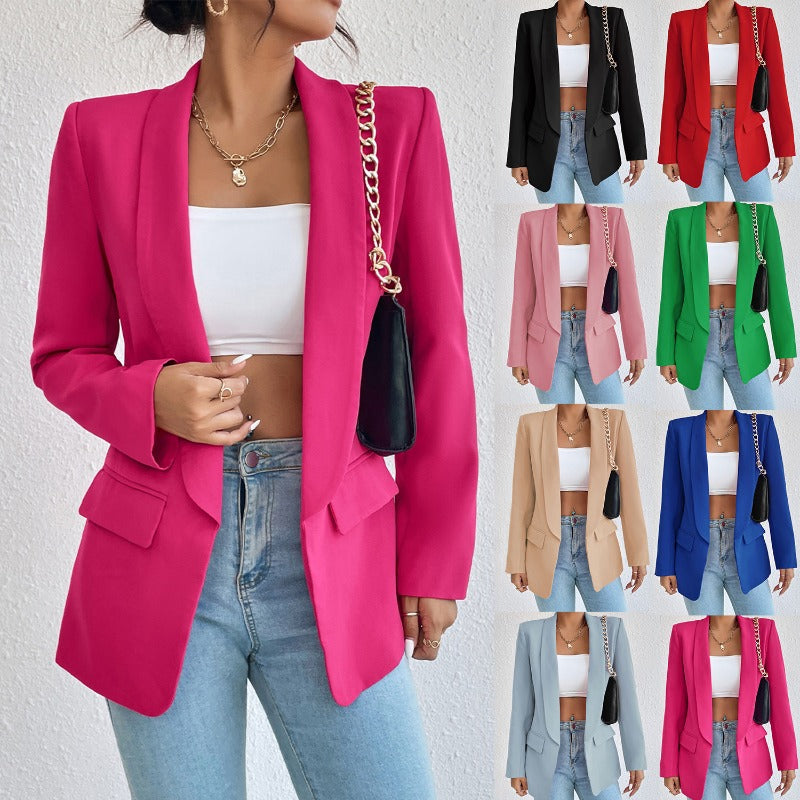 Middle East new temperament commuting solid color lapel long sleeve small suit jacket women