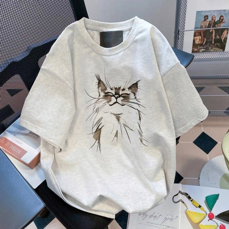 European goods large version white short-sleeved t-shirt women's 2025 summer new fashion versatile t-shirt medium and long top ins tide