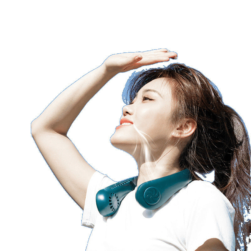 Neck refrigeration usb rechargeable fan lazy silent mini student carrying big wind
