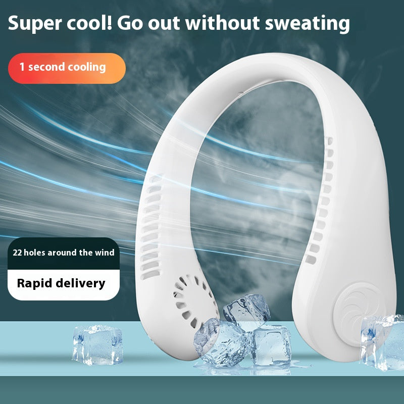 Neck refrigeration usb rechargeable fan lazy silent mini student carrying big wind
