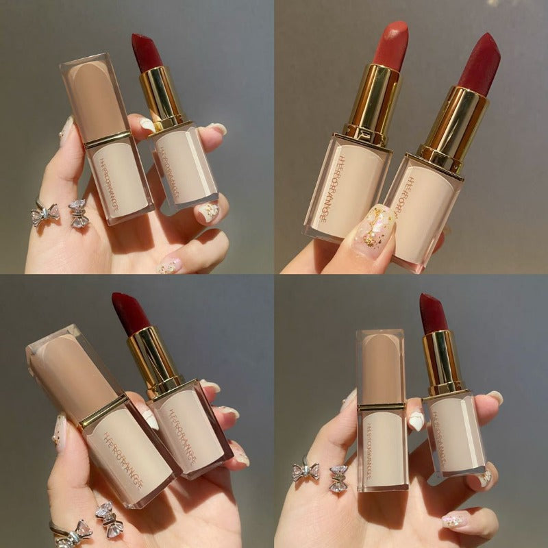 HERORANGE crystal square tube lipstick matte velvet matte lipstick waterproof, sweat-proof and long-lasting non-fading lipstick