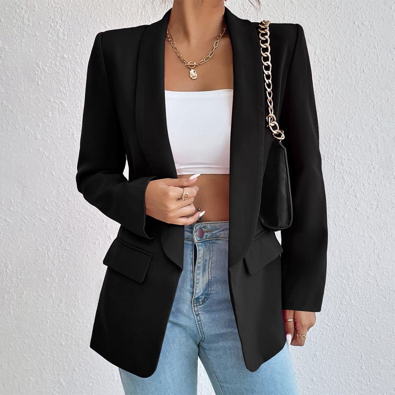 Middle East new temperament commuting solid color lapel long sleeve small suit jacket women