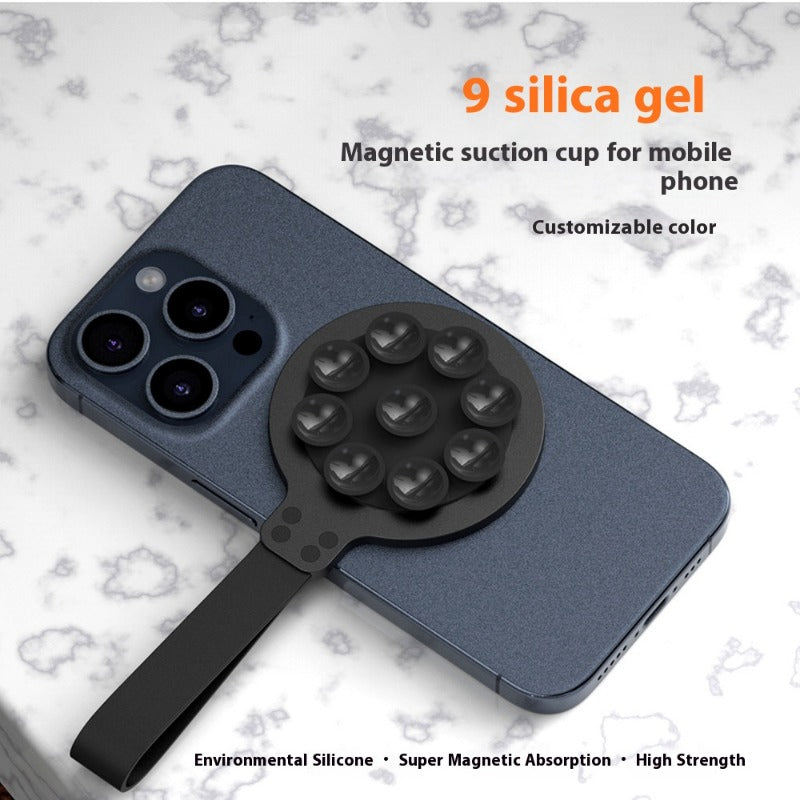 Popular silicone suction cup type strong magnetic mobile phone holder Small, portable, sturdy and stable mobile phone holder