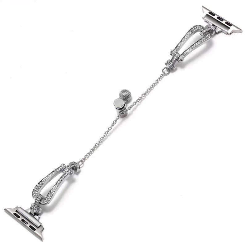 Applicable to Apple Watch Horseshoe Buckle U-shaped Full Diamond Bracelet i watch678s9 Chain Watch Strap