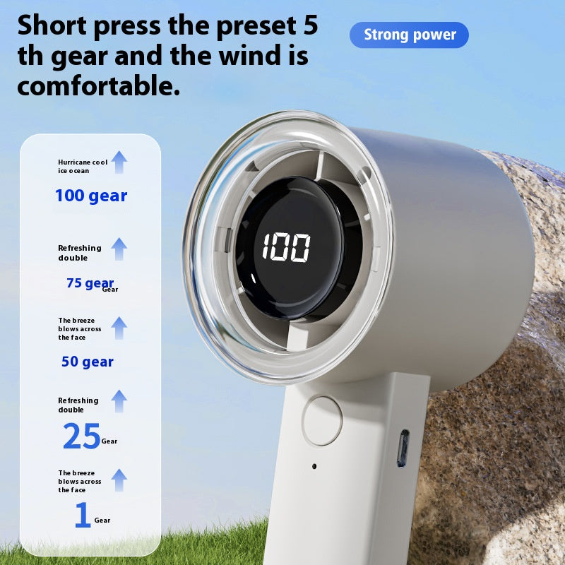Digital display handheld small fan USB charging fan Student fan Dormitory portable small fan Handheld fan