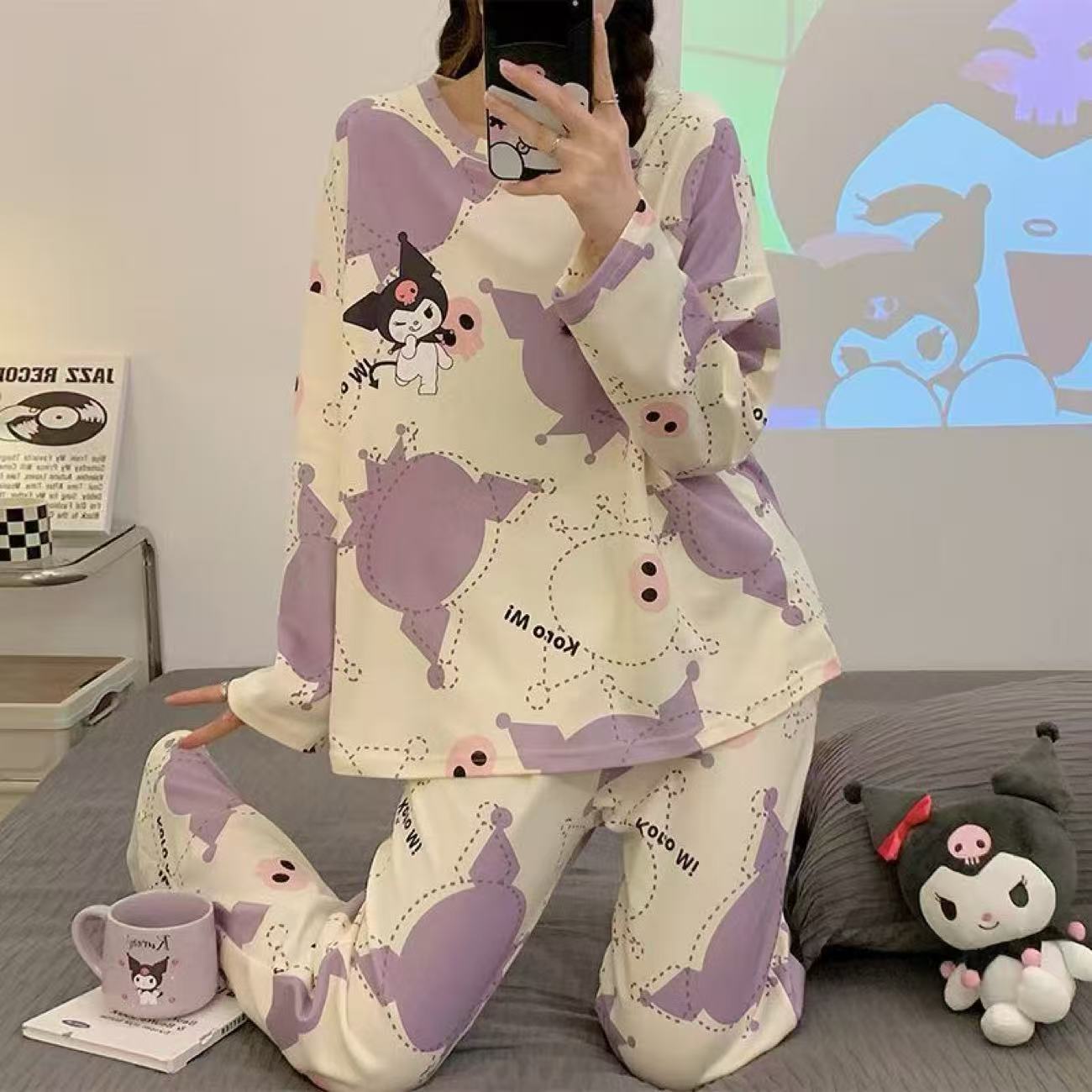 Long-sleeved thin pajamas set