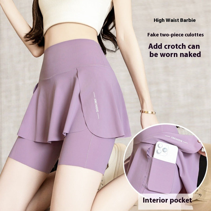 Fake two-piece skirt pants pocket three-point shark pants outdoor cycling pants women's summer wear cross-border large-size yoga pants thin