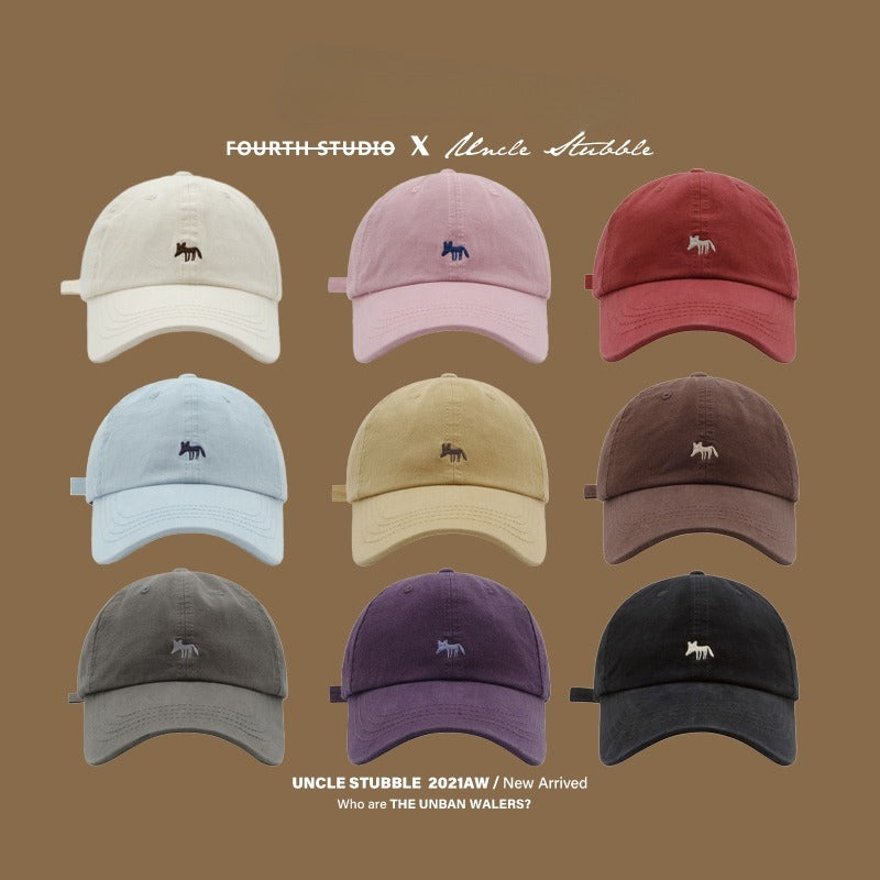 Korean version of the new little fox embroidered baseball cap casual and versatile fashion face small sunshade sun protection couple cap