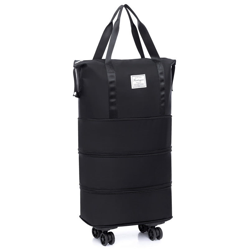 Large capacity travel bag double-layer expansion universal removable wheels short-distance business cover tie rod Oxford fitness anti-bag