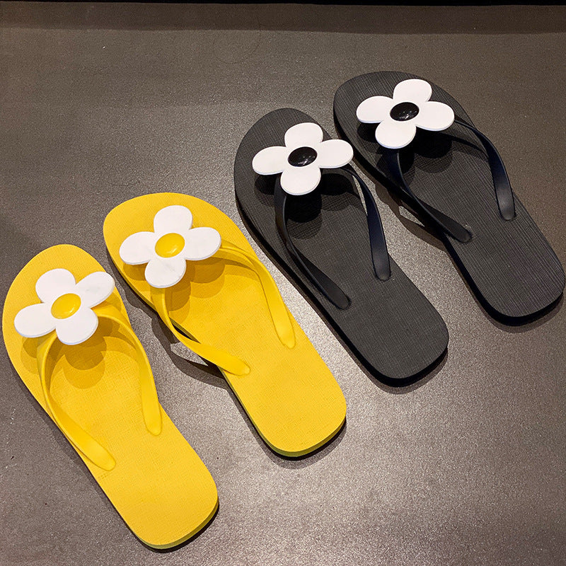 Holiday travel leisure sun flower toe cool slippers women beach shoes stepping on shit feeling home wear lip-flops women
