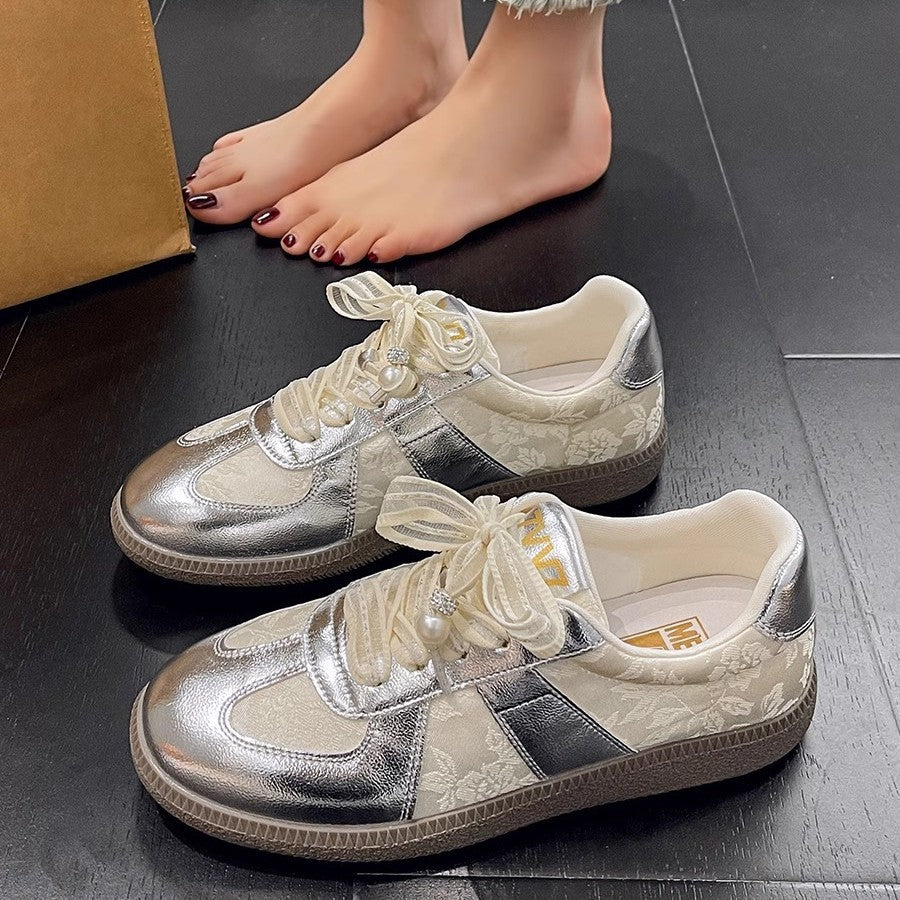 Retro Hong Kong style casual Forrest Gump board shoes 2025 new national style new Chinese style space-up German training little white shoes women's spring and summer