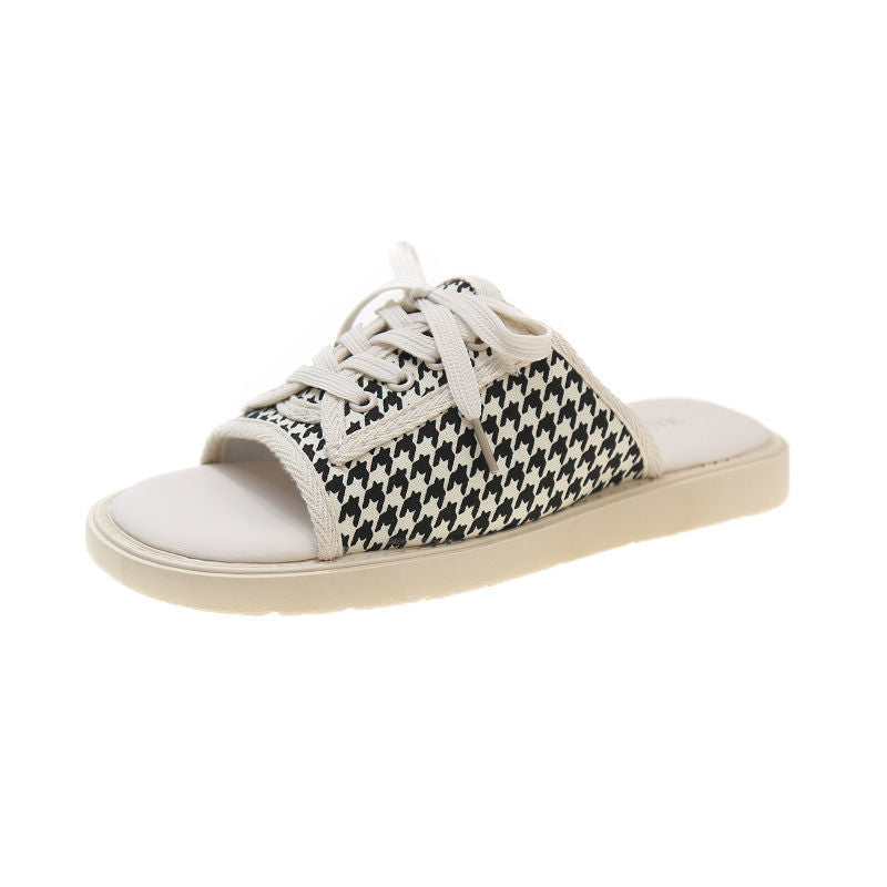 Slippers women's summer outer wear new versatile shoes children ins trendy women's shoes lazy canvas platform sandals