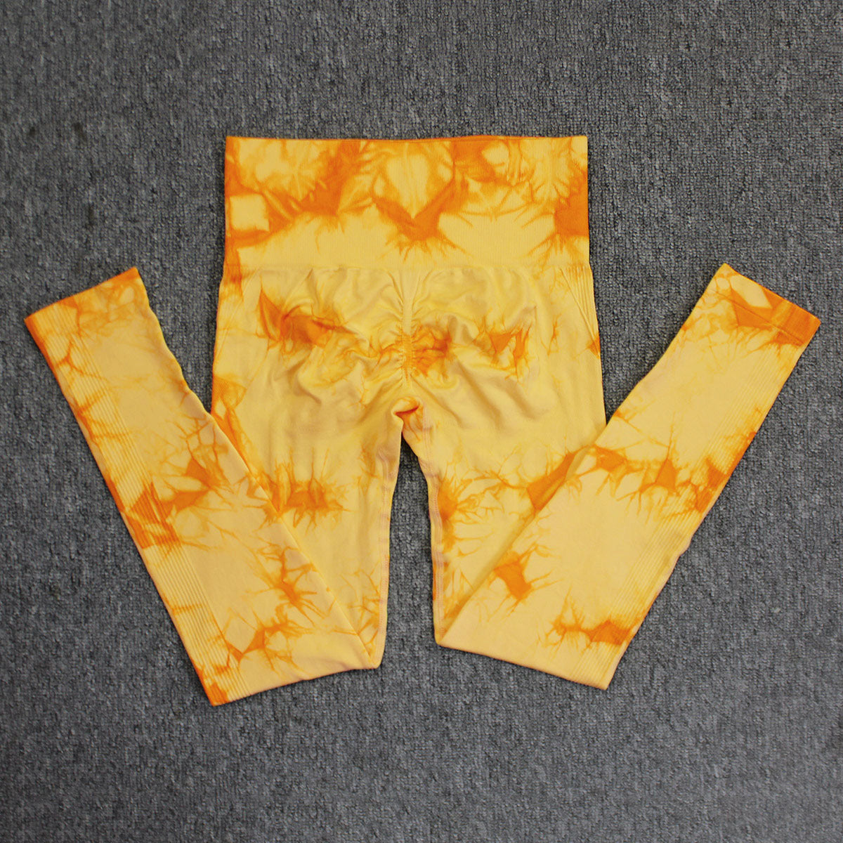 2025 popular seamless smiley face tie-dye yoga pants high waist peach hip leggings high elastic fitness pants