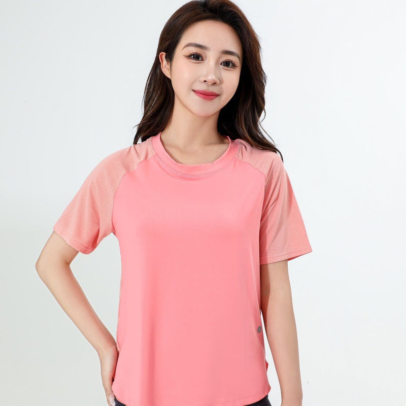 Quick-drying shirts women's sports running training fitness clothes loose large size short-sleeved mesh breathable thin tops summer factory