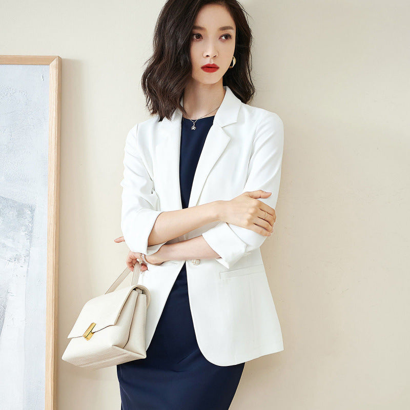 2025 spring and summer new intellectual elegance one button slim fit casual versatile seven-quarter sleeve blazer women
