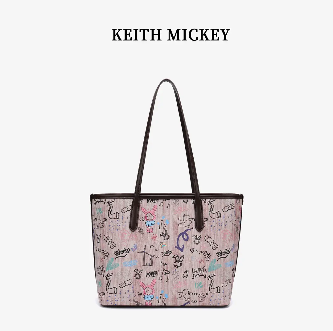 2025 new women's one-shoulder tote bag  graffiti one-shoulder underarm handbag