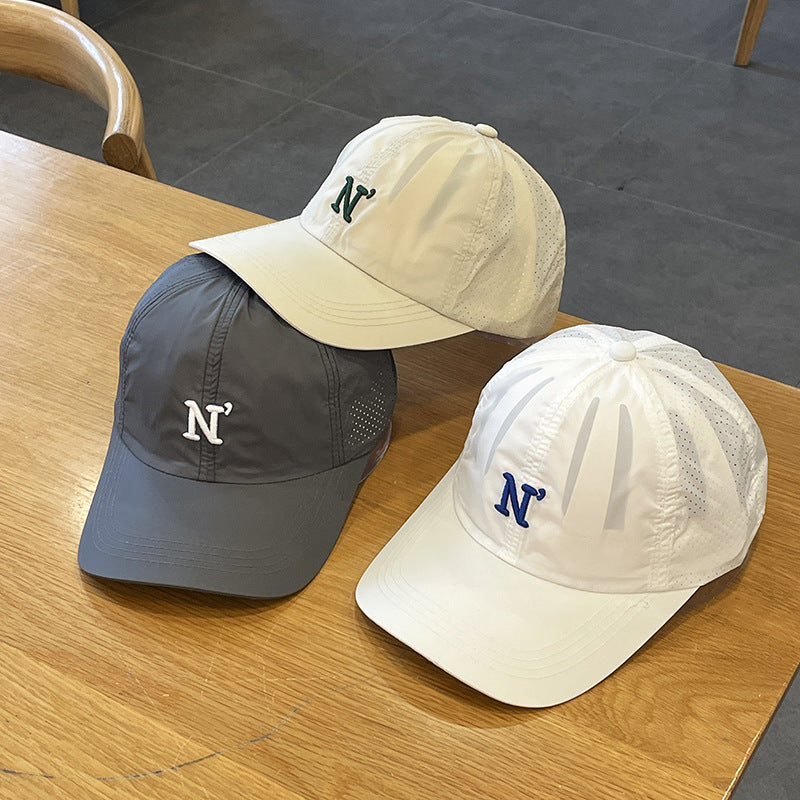 Small fresh and thin simple sunscreen baseball cap children's summer embroidery couple parent-child cap quick-drying sun hat