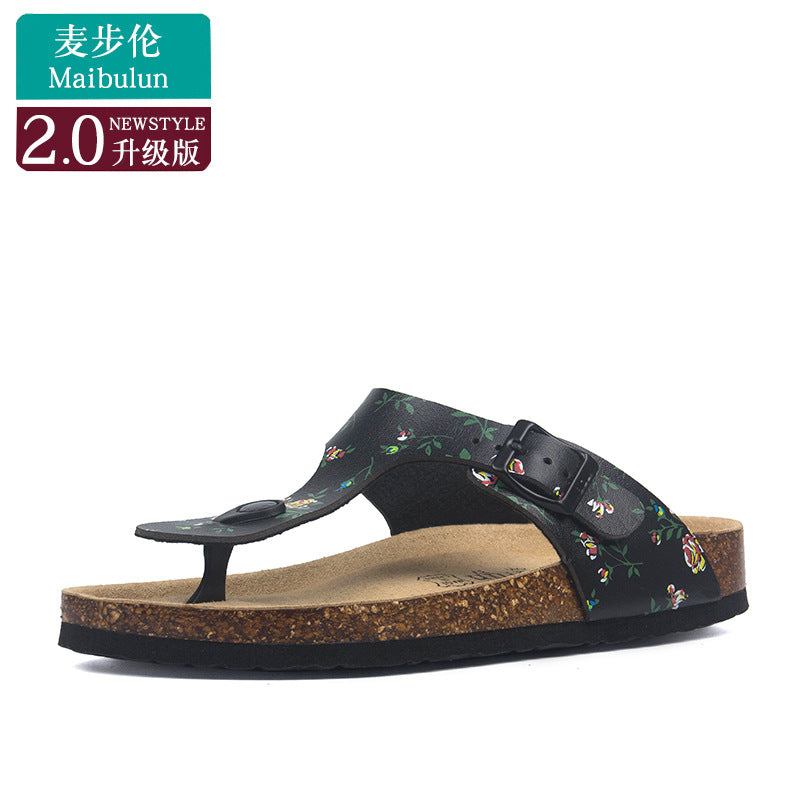 Cork Slippers Men and Women Couples Beach Home Outdoor Flip-flops Boken Shoes Summer
