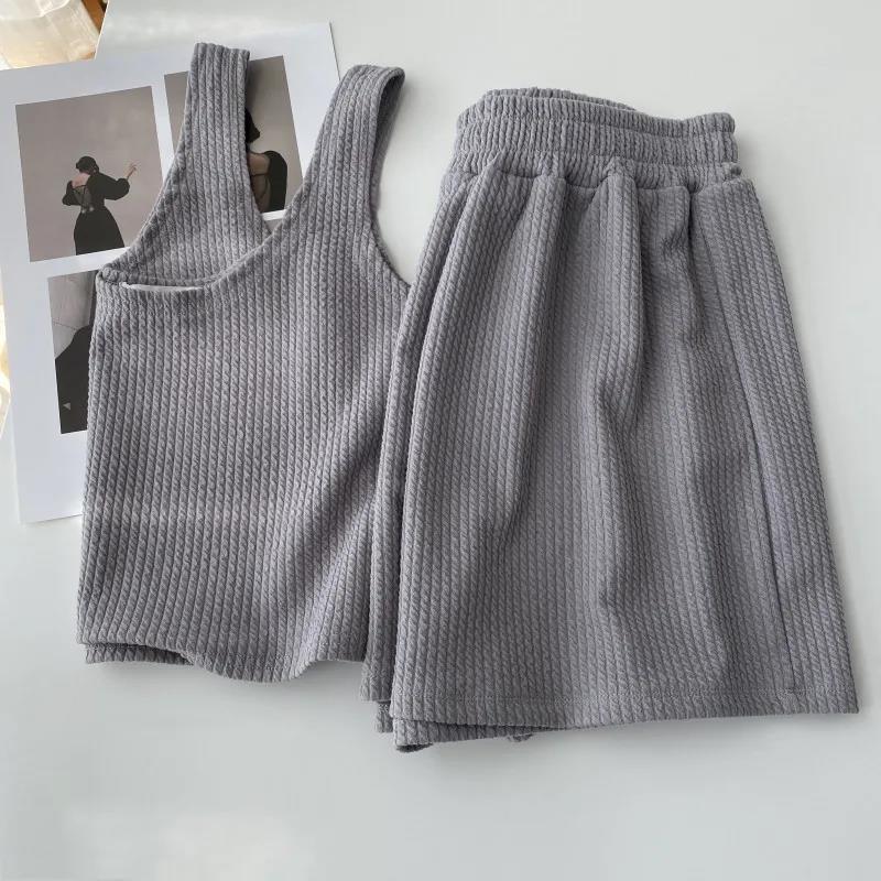 Three-dimensional jacquard chaos comfortable lazy loose casual suit women's 2025 summer new vest shorts two-piece set