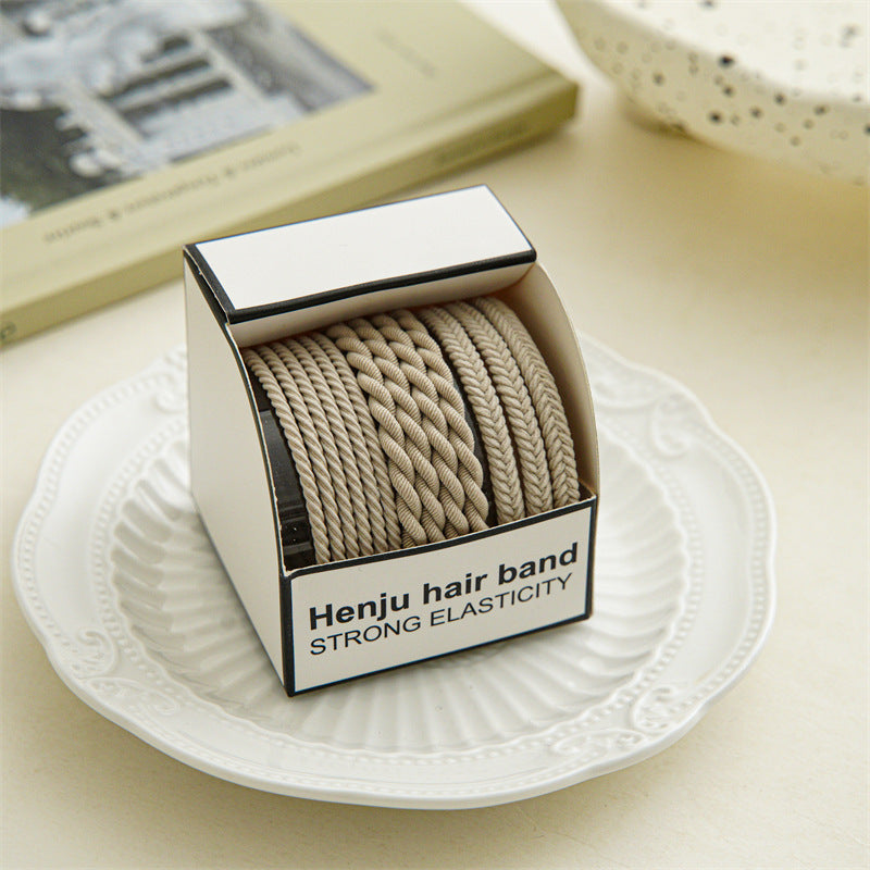 Summer high elastic rubber band women's hair tie rope headgear simple braided headrope durable and does not hurt hair ponytail hair band