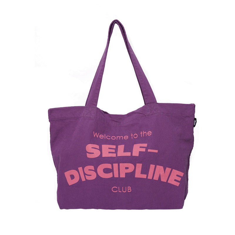 Washed cotton canvas bag Fashion versatile quotation Large capacity shoulder portable messenger bag Tote bag