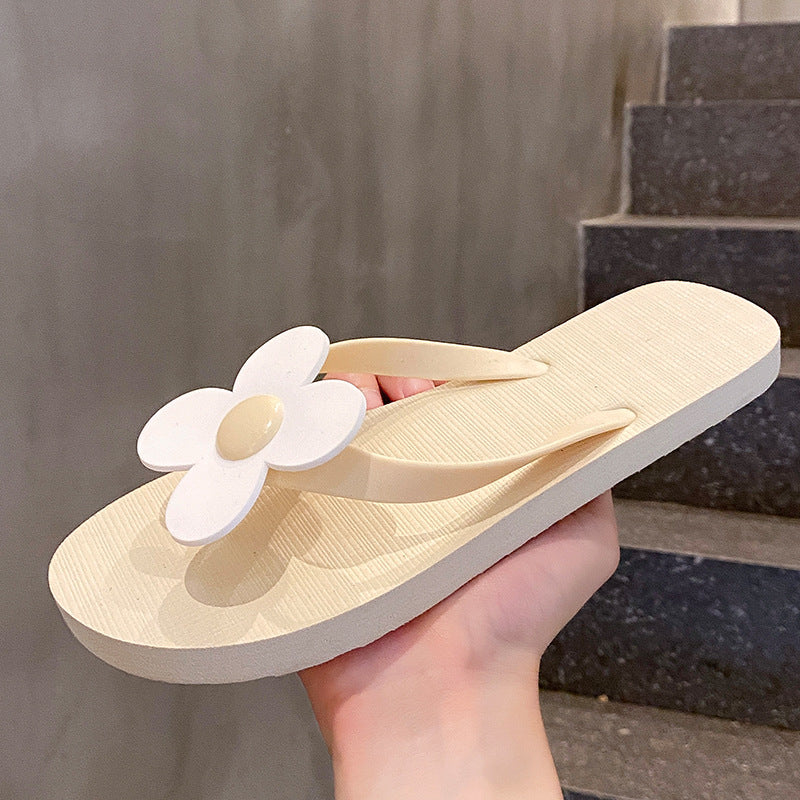 Holiday travel leisure sun flower toe cool slippers women beach shoes stepping on shit feeling home wear lip-flops women