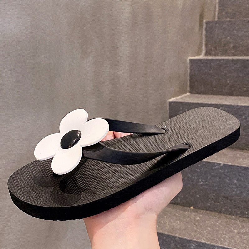 Holiday travel leisure sun flower toe cool slippers women beach shoes stepping on shit feeling home wear lip-flops women