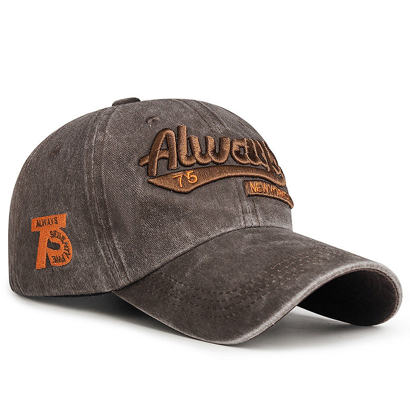 New three-dimensional embroidery soft washed cotton old hat men's letter trendy men's outdoor fashion faded baseball cap