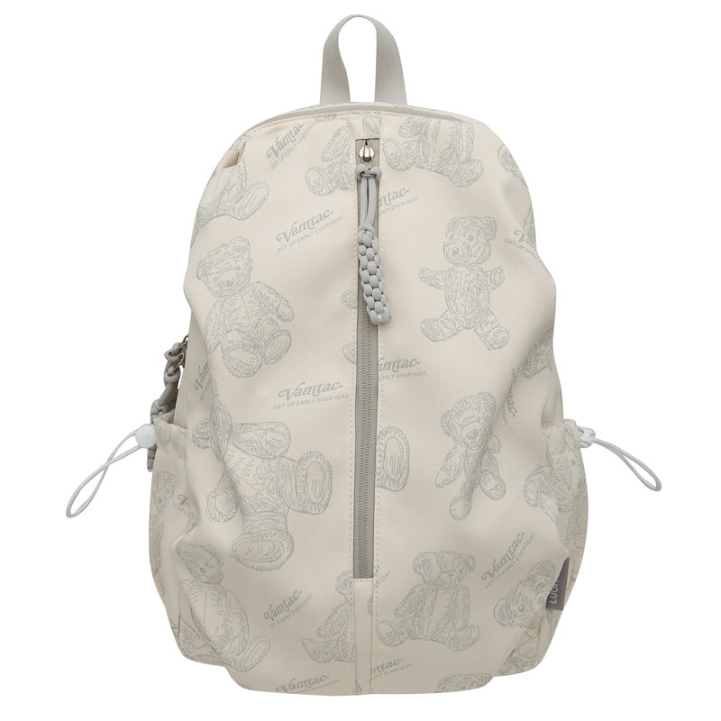 2025 new nylon bear schoolbag female Korean version junior high school students students versatile lightweight simple travel backpack