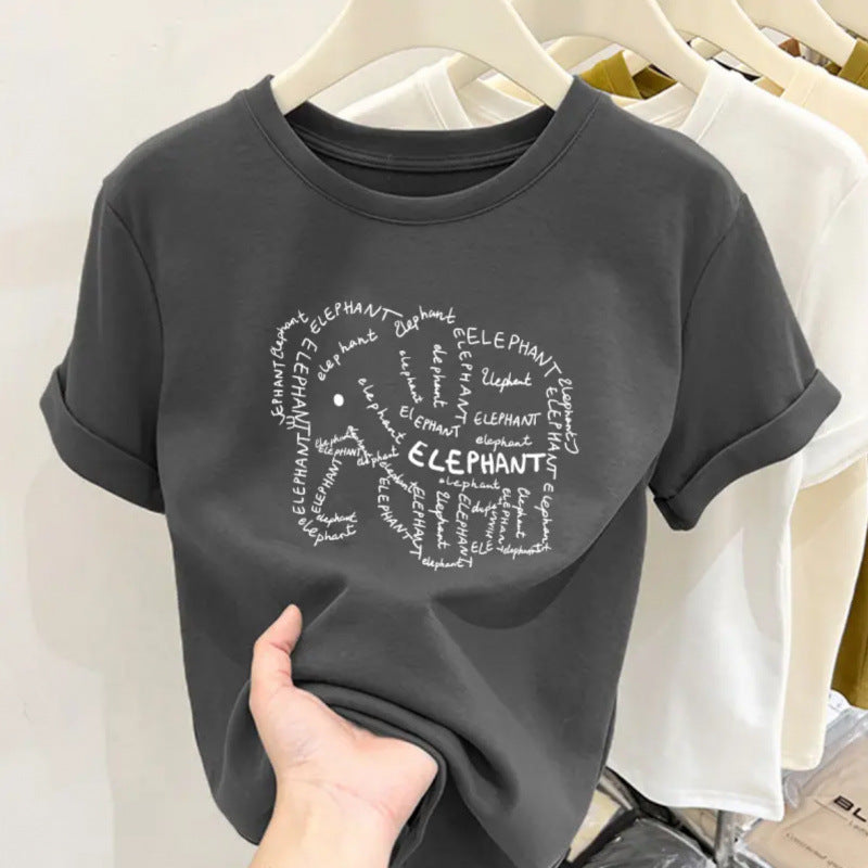 Retro butterfly pure cotton design sense round neck printed short sleeve T-shirt women's summer slim fit versatile foreign style top tide