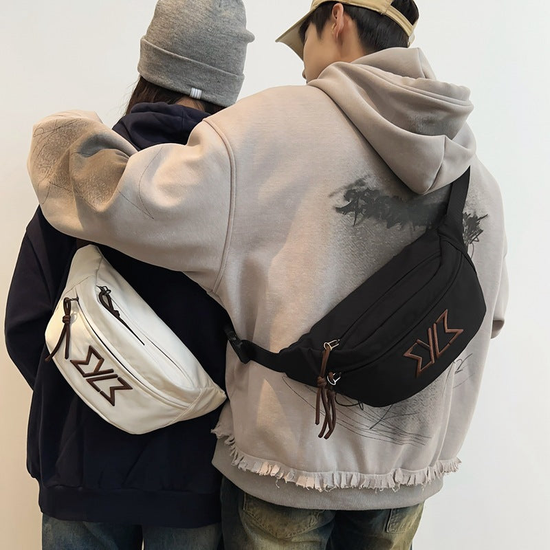 Early spring new breast bag women's messenger bag versatile couple mobile phone fanny pack large capacity trendy satchel men's single shoulder bag