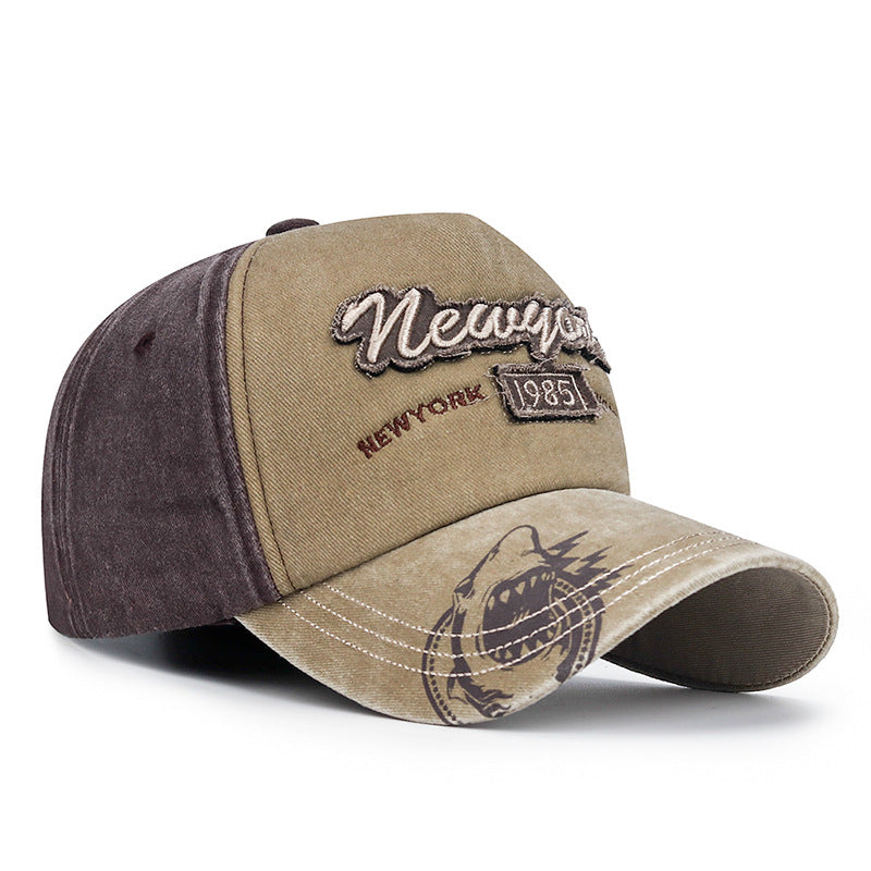 New washed flash patch three-dimensional embroidery letter baseball cap men and women youth old sun hat