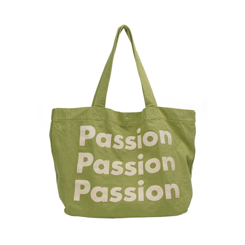 Washed cotton canvas bag Fashion versatile quotation Large capacity shoulder portable messenger bag Tote bag