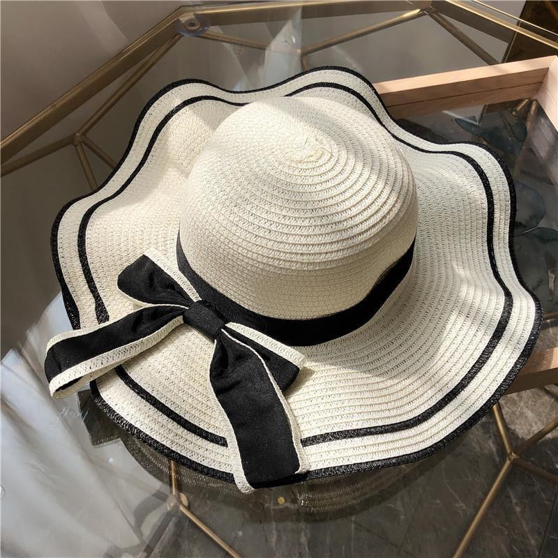 Small fresh straw hat women's anti-sun beach hat seaside sun hat Korean version travel casual sun hat bow hat