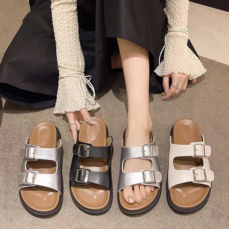 Birkenstocks women's cross-border new models wear thick-soled Birkenstocks half slippers one pedal lazy soft-soled cool slippers women