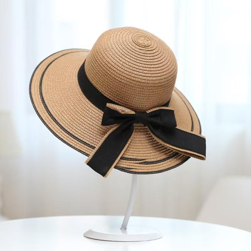 Small fresh straw hat women's anti-sun beach hat seaside sun hat Korean version travel casual sun hat bow hat