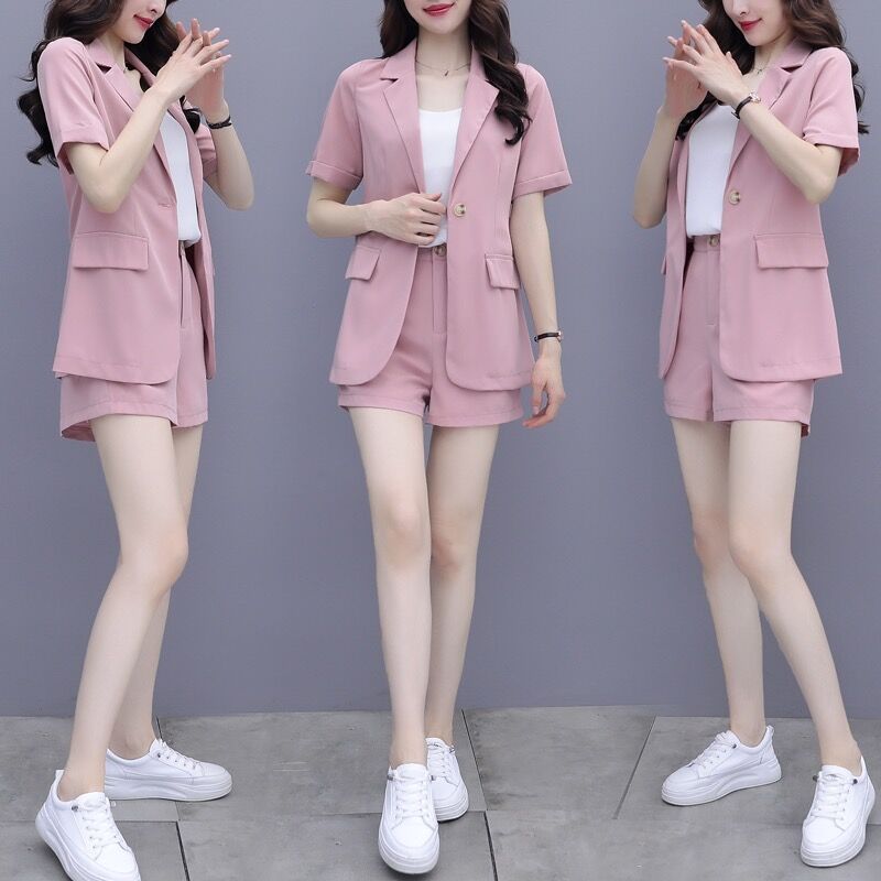 2025 summer senior three-piece suit women's short-sleeved shorts thin small suit wearing foreign style slim fit