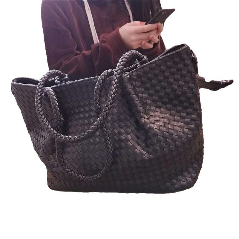 CDIWRI & KARI woven 2025 new tote bag large capacity retro trendy shoulder bag versatile Korean version bag