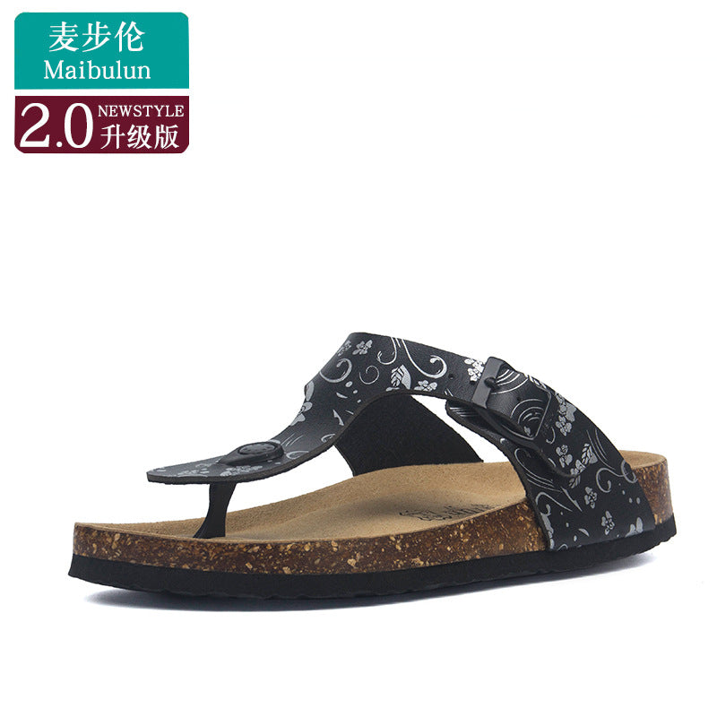 Cork Slippers Men and Women Couples Beach Home Outdoor Flip-flops Boken Shoes Summer