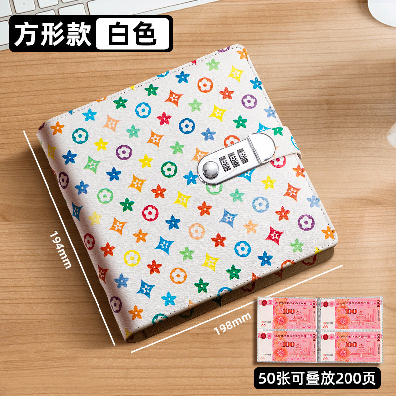 2025 new password lock, cash savings can be put only in cash storage bag, large-capacity protective cover, financial management